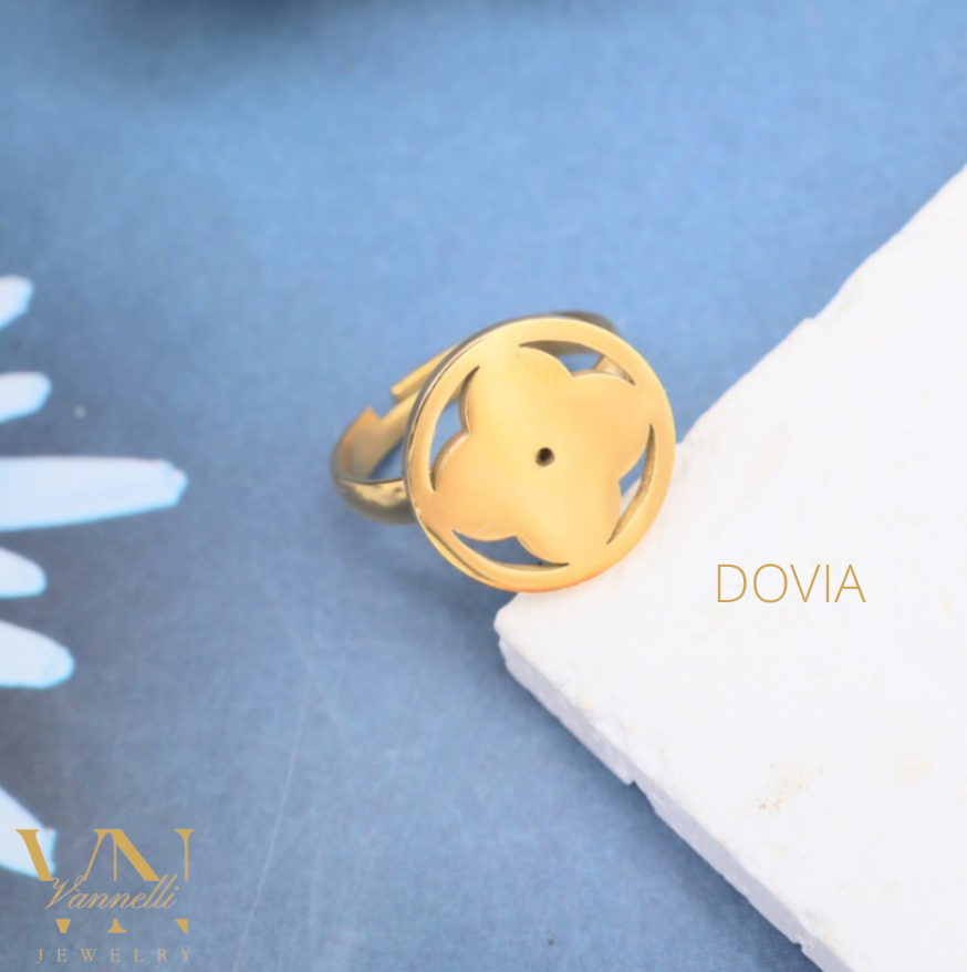 Acier inoxydable bague DOVIA gold ajustable